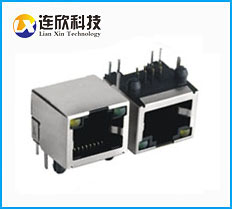 RJ45網絡接口 RJ45連接器插座母座90度插板式長16MM帶LED燈